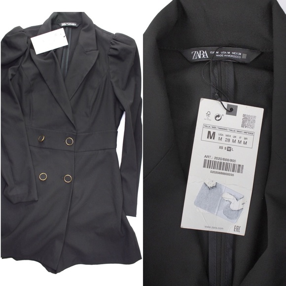 Zara NWT Black & Gold Buttoned Blazer Jumpsuit M - Picture 14 of 14